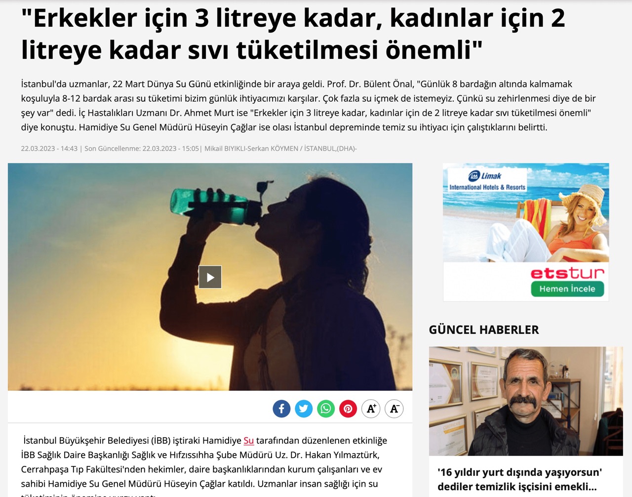 Erkekler için 3 litreye kadar, kadınlar için 2 litreye kadar sıvı tüketilmesi önemli